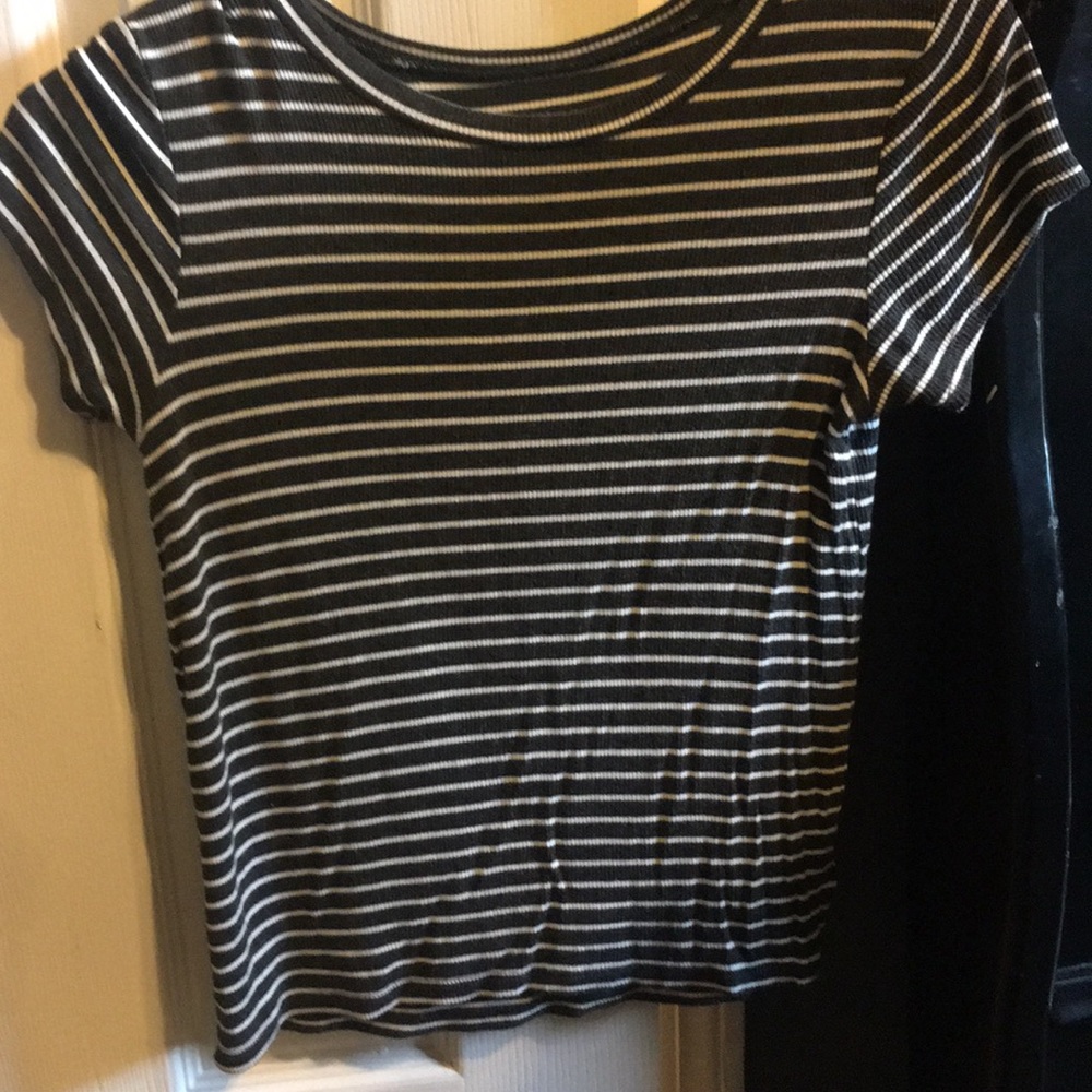 Navy and white striped shirt